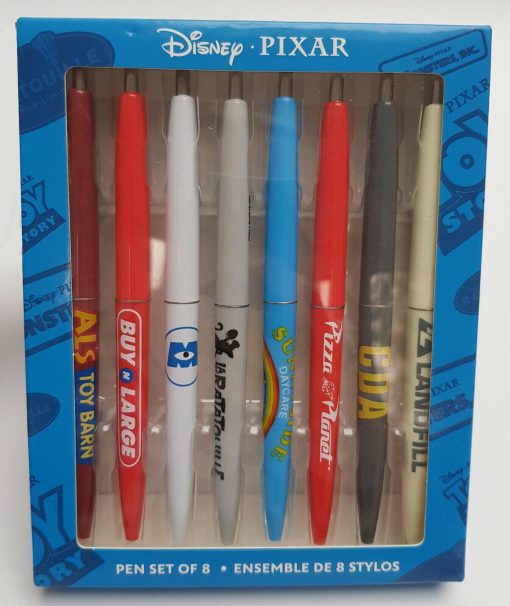 Disney Store Pixar Boxed Set Of 8 Ball Point Pens