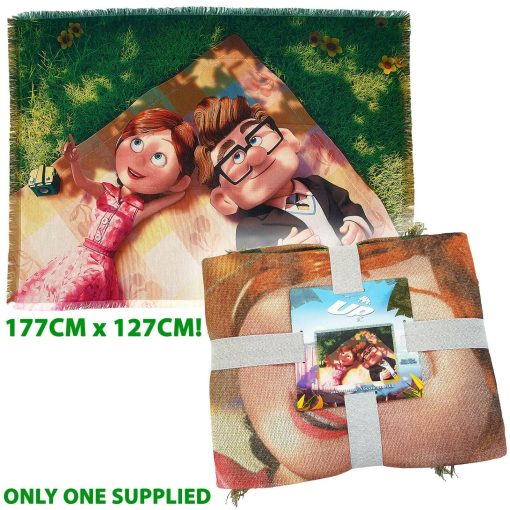 Disney Store Pixar Up Carl & Ellie Throw Woven Picnic Blanket