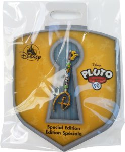 Disney Store Pluto 90th Anniversary Key Pin Trading Badge