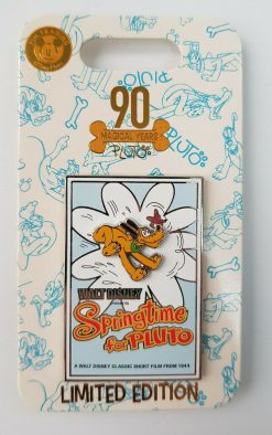 Disney Store Pluto Springtime Movie Poster 90th Anniversary Pin Trading Badge