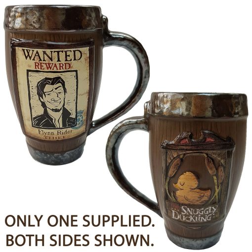 Disney Store Tangled Snuggly Duckling Flynn Rider Wanted Poster Mug