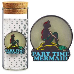 Disney Store The Little Mermaid Ariel Part Time Mermaid Glow In The Dark Pin Trading Badge In Glass Bottle