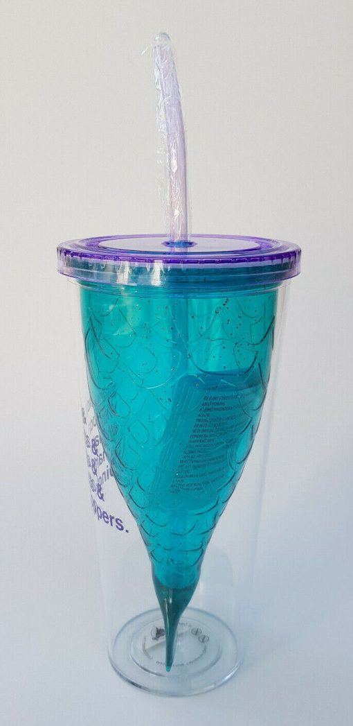 Disney Store The Little Mermaid Plastic Reusable Tumbler Cup & Straw