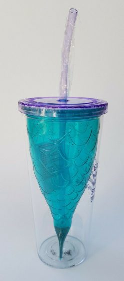 Disney Store The Little Mermaid Plastic Reusable Tumbler Cup & Straw