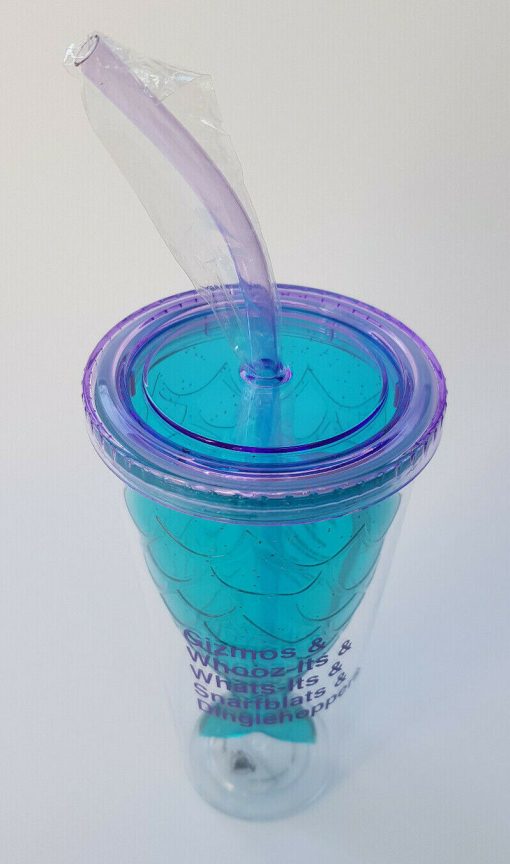 Disney Store The Little Mermaid Plastic Reusable Tumbler Cup & Straw