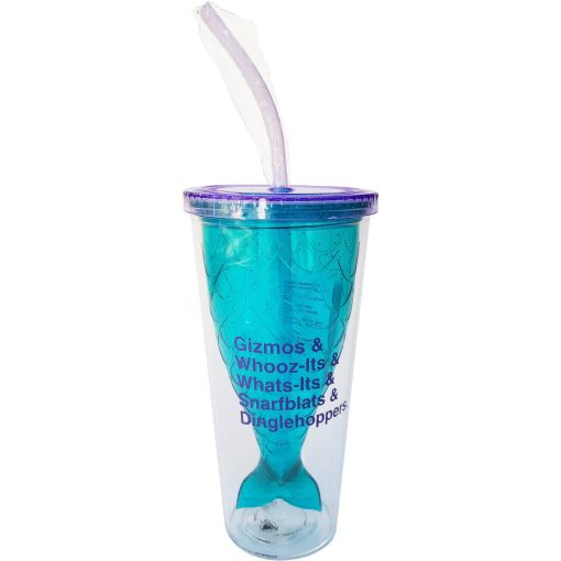 Disney Store The Little Mermaid Plastic Reusable Tumbler Cup & Straw