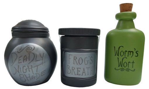 Disney Store The Nightmare Before Christmas Set Of 3 Ceramic Potions Pot Trinket Jars