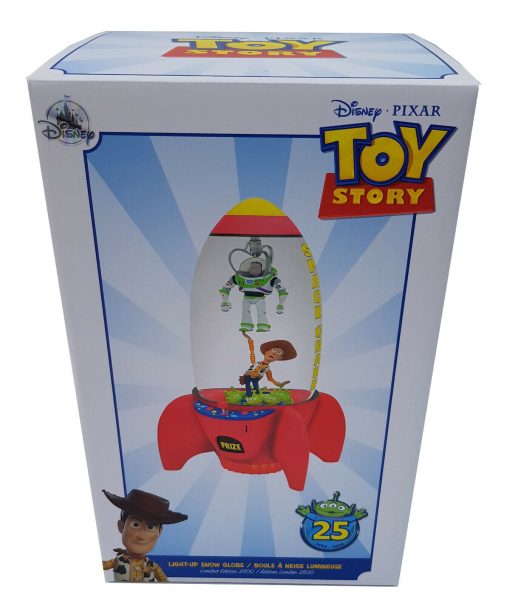 Disney Store Toy Story 25th Anniversary Pizza Planet Rocket Snow Globe