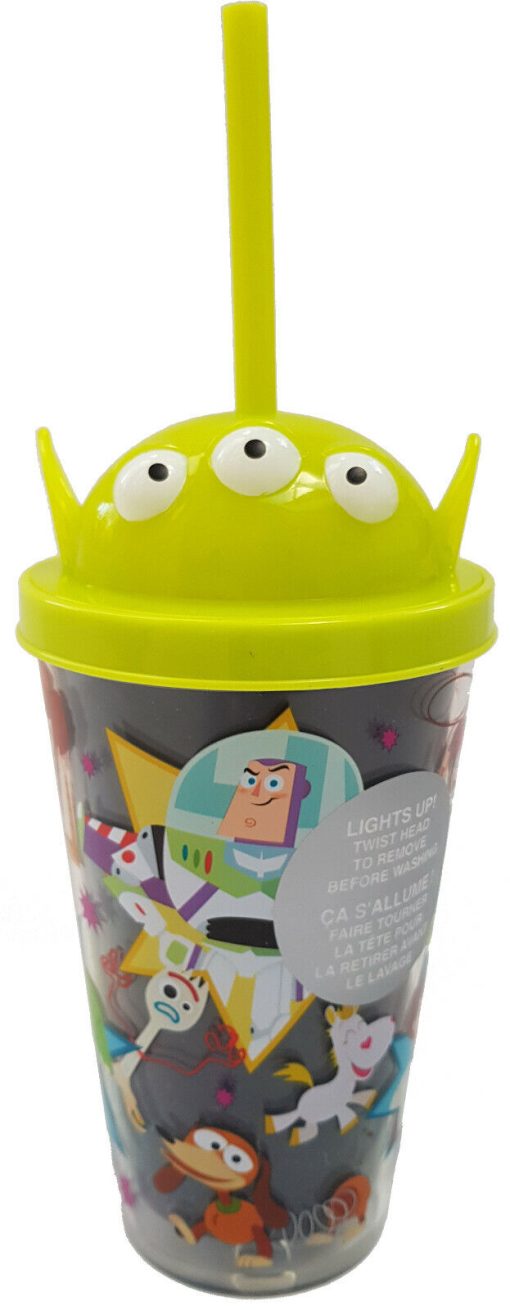 Disney Store Toy Story Alien Plastic Light Up Travel Mug & Straw