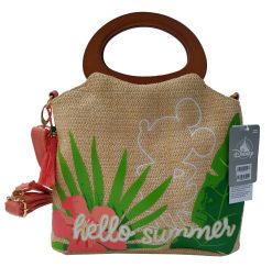 Disney Store Tropical Hideaway Mickey Mouse Raffia Style Tote Bag