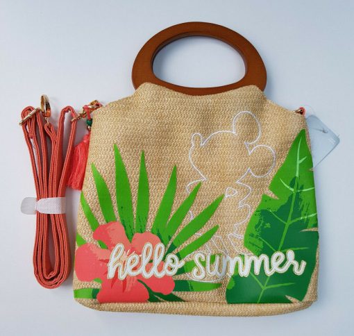 Disney Store Tropical Hideaway Mickey Mouse Raffia Style Tote Bag