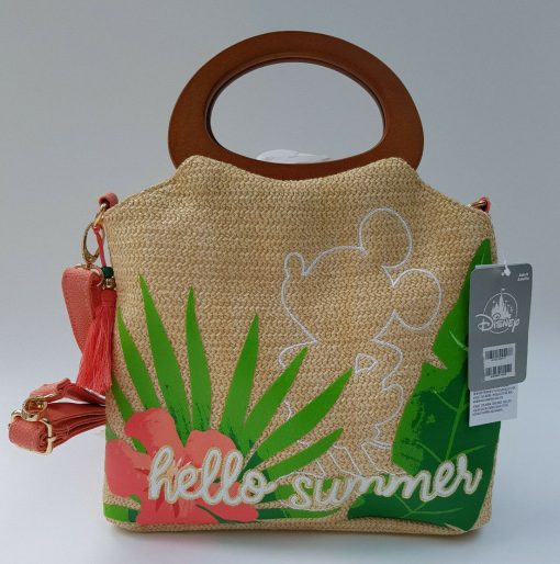 Disney Store Tropical Hideaway Mickey Mouse Raffia Style Tote Bag