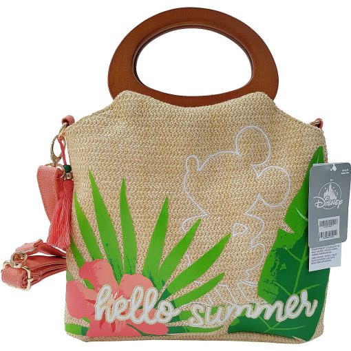 Disney Store Tropical Hideaway Mickey Mouse Raffia Style Tote Bag