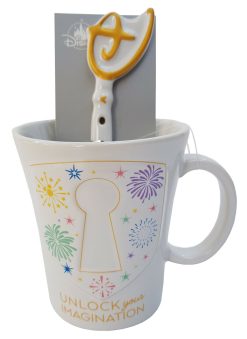 Disney Store Unlock Your Imagination Key Mug & Spoon Set