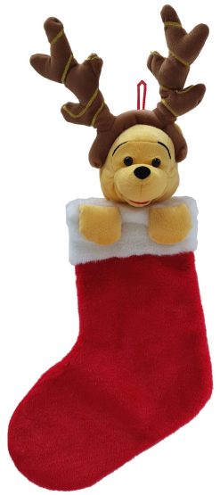 Disney Winnie The Pooh With Antlers Christmas Stocking Present Sack