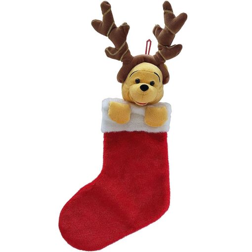 Disney Winnie The Pooh With Antlers Christmas Stocking Present Sack