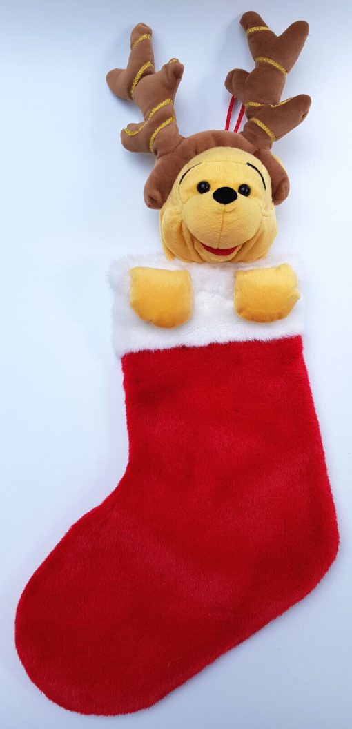 Disney Winnie The Pooh With Antlers Christmas Stocking Present Sack