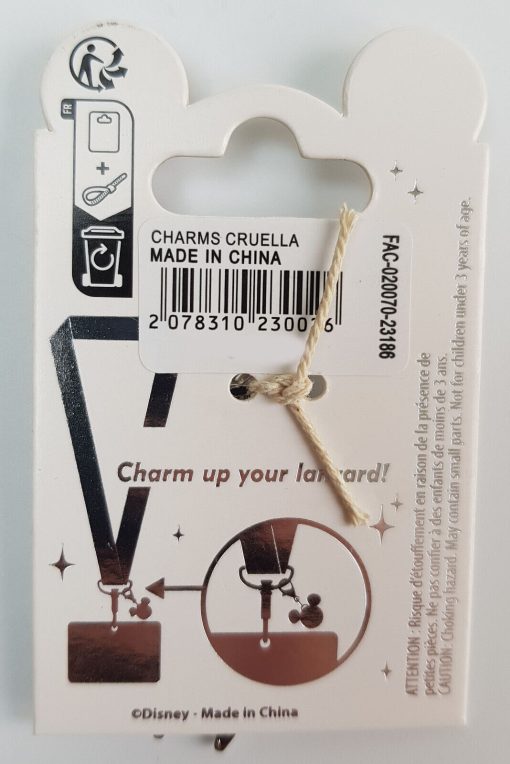 Disneyland Paris 101 Dalmations Cruella De Vil Pin Trading Lanyard Charm