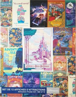 Disneyland Paris 12 x Attraction Ride Posters