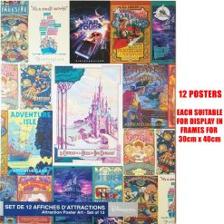 Disneyland Paris 12 x Attraction Ride Posters