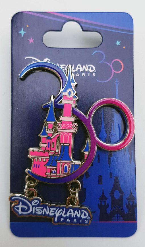 Disneyland Paris 30th Anniversary Dangle Pin Trading Badge Castle