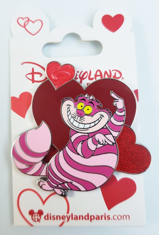 Disneyland Paris Alice In Wonderland Cheshire Cat Valentines Day Pin Trading Badge