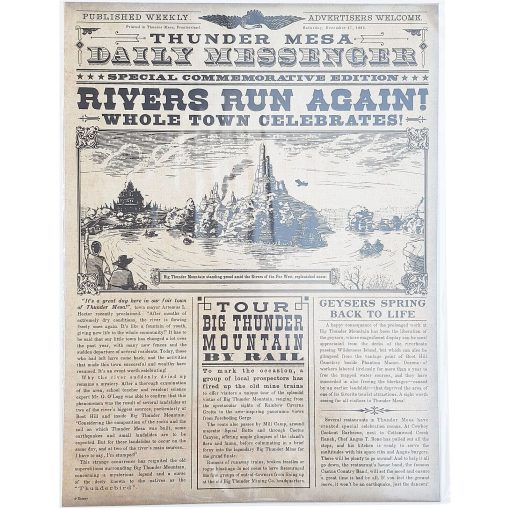 Disneyland Paris Big Thunder Mountain Newspaper Front Page Poster Print