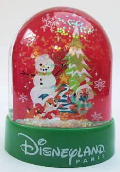 Disneyland Paris Christmas Joyeux Noel Mickey & Minnie Mouse Plastic Snow Globe