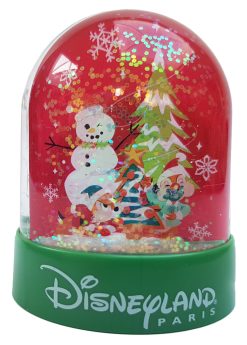 Disneyland Paris Christmas Joyeux Noel Mickey & Minnie Mouse Plastic Snow Globe