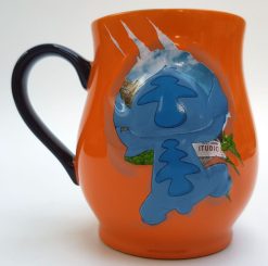 Disneyland Paris Lilo & Stitch Burst Shaped Orange Embossed Mug