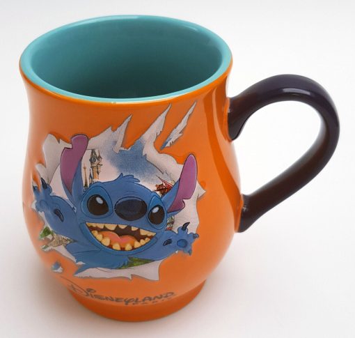 Disneyland Paris Lilo & Stitch Burst Shaped Orange Embossed Mug