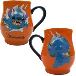 Disneyland Paris Lilo & Stitch Burst Shaped Orange Embossed Mug