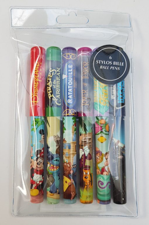 Disneyland Paris Mickey & Minnie Mouse Ride Attraction 6 Pen Set