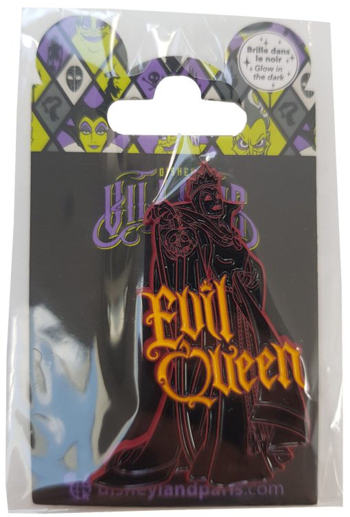 Disneyland Paris Snow White & The 7 Dwarfs Evil Queen Glow In The Dark Pin Trading Badge