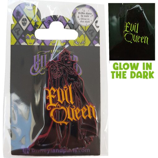 Disneyland Paris Snow White & The 7 Dwarfs Evil Queen Glow In The Dark Pin Trading Badge