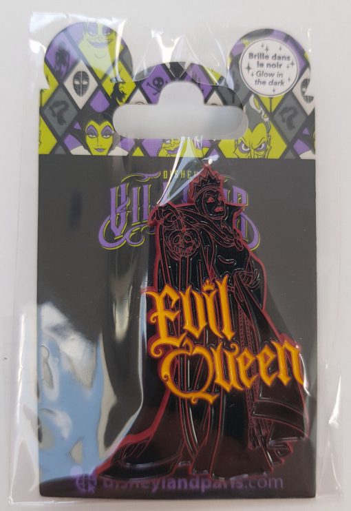 Disneyland Paris Snow White & The 7 Dwarfs Evil Queen Glow In The Dark Pin Trading Badge