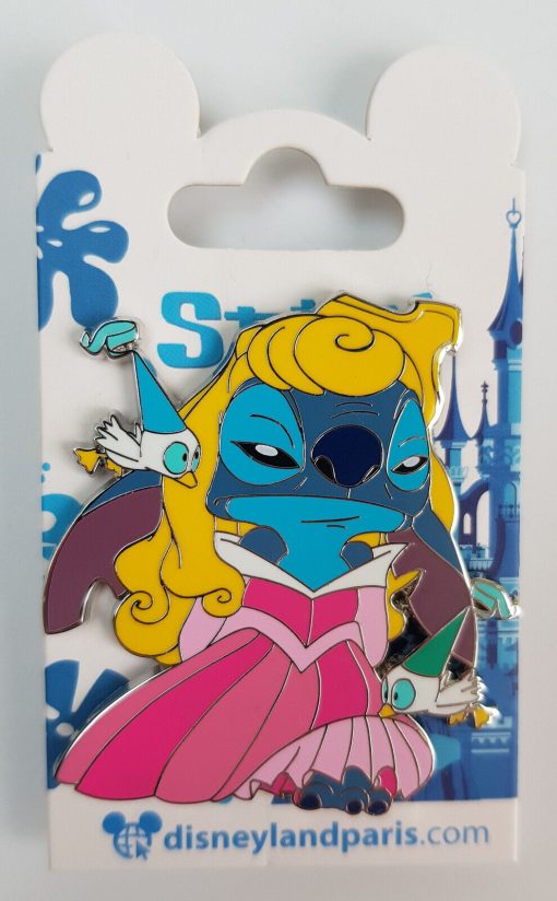 Disneyland Paris Stitch As Aurora Costume Pin Trading Badge