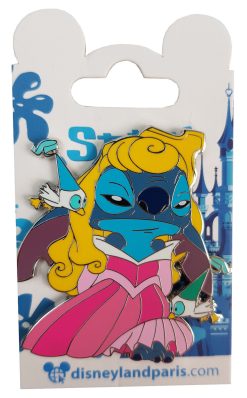 Disneyland Paris Stitch As Aurora Costume Pin Trading Badge