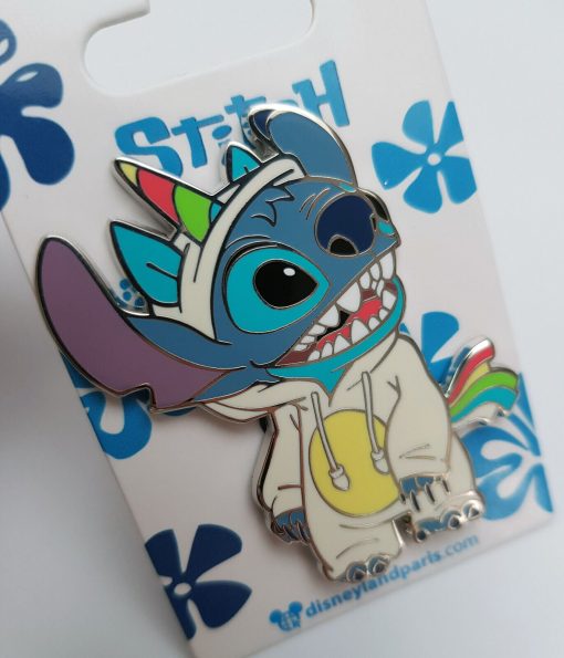 Disneyland Paris Stitch In Rainbow Unicorn Costume Pin Trading Badge