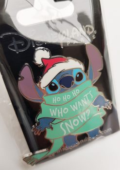 Disneyland Paris Stitch Who Wants Snow Scarf Christmas Pin Trading Badge