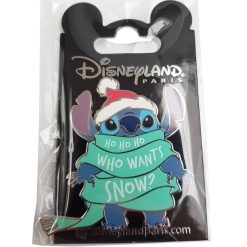 Disneyland Paris Stitch Who Wants Snow Scarf Christmas Pin Trading Badge