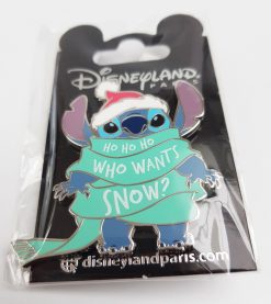 Disneyland Paris Stitch Who Wants Snow Scarf Christmas Pin Trading Badge