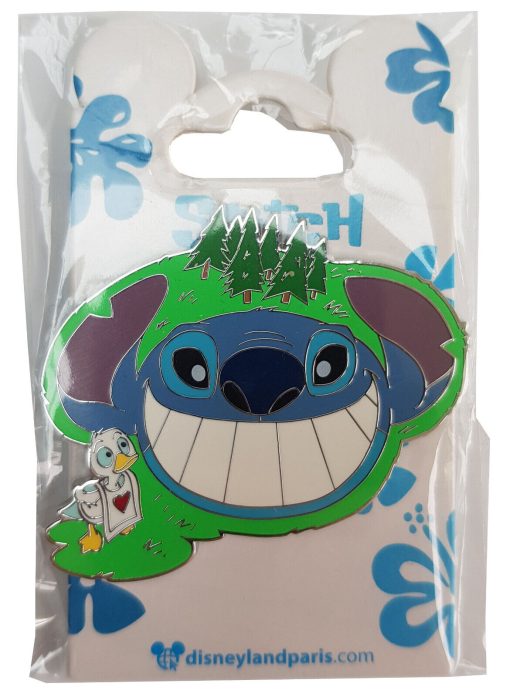 Disneyland Paris Stitch With Duckling Alice Maze Face Pin Trading Badge