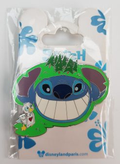 Disneyland Paris Stitch With Duckling Alice Maze Face Pin Trading Badge