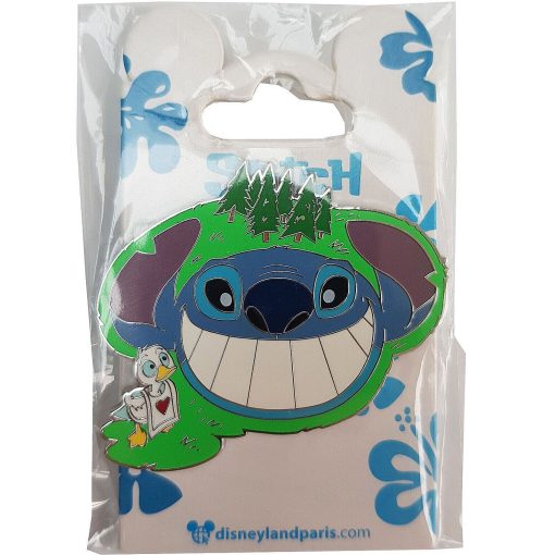 Disneyland Paris Stitch With Duckling Alice Maze Face Pin Trading Badge