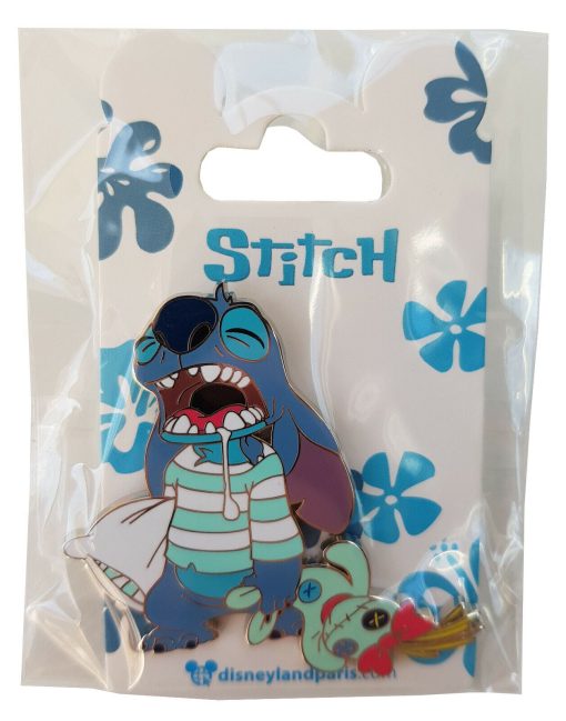 Disneyland Paris Tired Drooling Stitch & Scrump Pin Trading Badge