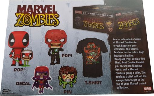 Funko Pop Zombie Marvel Collectors Corps MCC Box - Red Skull & Deadpool Vinyls & Zombie Tshirt