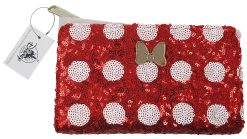 Loungefly Disney Parks Minnie Mouse Red White Polka Dot Sequin Purse Wallet