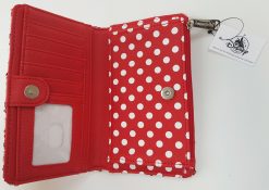 Loungefly Disney Parks Minnie Mouse Red White Polka Dot Sequin Purse Wallet