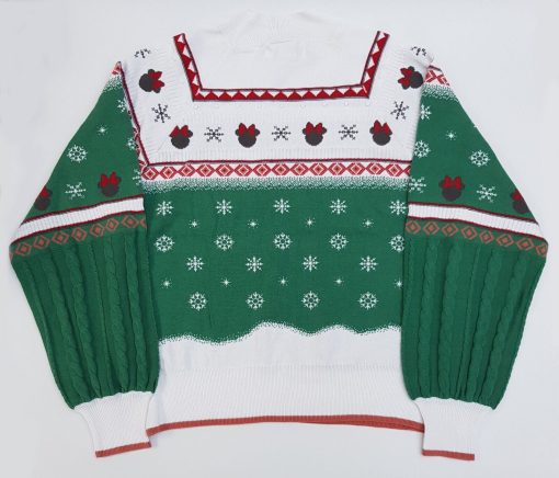 Next Disney Mickey & Minnie Mouse Ice Skating Green & Cream Christmas Jumper M Medium